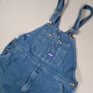 Big Smith Denim Bib Overalls Mens 42 Blue Custom Cutoff Shorts 12in Inseam Work